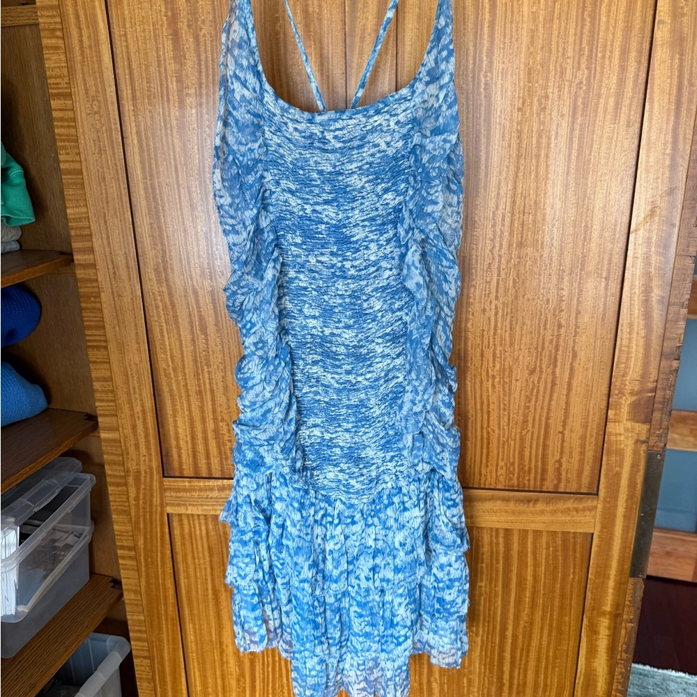 Elegant Blue and White Mini Dress